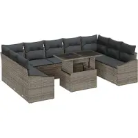 vidaXL Ensemble de salon de jardin , 10 pièces, gris