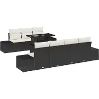 vidaXL Ensemble de canapés de jardin , 8 pièces, noir et crème