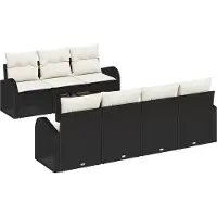 vidaXL Ensemble de canapés de jardin , noir, 55 x 55 x 37 cm, en rotin synthétique