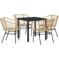 vidaXL Ensemble de jardin 5 pcs brun Poly-Rattan