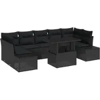vidaXL Ensemble de canapé de jardin avec coussins 8 pcs noir