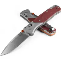 Benchmade Couteau pliant Bugout S90V Stonewash, Richlite Redstone