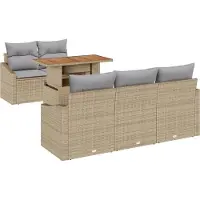 vidaXL Salon de jardin avec coussins 6 pcs Beige et Gris