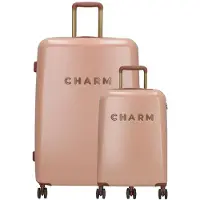 Charm London Schönes Reisegepäck Set - 2 -Stück - TSA Slot - Pink, Valise, Pink