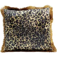 Kare Coussin Design Leo Fringe Marron/Noir 45 x 45 cm Coussin décoratif avec Fermeture éclair