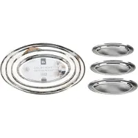 Kärkkäinen Edelstahl Servierplatten Set 3-tlg Oval, Silber – Rostfreie Tabletts zum Anrichten