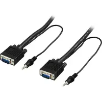 Deltaco câble moniteur RGB HD15ha-ha utan pin 9 med 3.5mm ljud 3m (3 m), Câble vidéo, Noir
