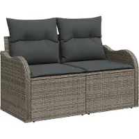 vidaXL Canapé de jardin avec coussins Gris 121 x 62 x 69cm Poly-Rotin