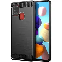 Techsuit - Carbon Silicone - Samsung Galaxy A21s - Black (Samsung Galaxy A21s), Coque pour téléphone portable, Noir