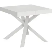 Itamoby Table Extensible 90X90/194 Cm Clerk Plateau Frêne Blanc Pieds Blancs