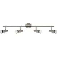Briloner Plafonnier LED Spot LEUCHTEN ONE, 3 W, 250 lm, IP20, nickel mat, métal, incl., 4x GU10, 67,5 x 8 x 12 cm