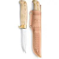 Marttiini Lynx Golden 160014, Satin Stainless Steel, Golden Guard, Curly Birch, couteau de outdoor