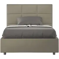 Ityhome - Lit 1 place et demi coffre rembourré 120x200 similicuir cappuccino Mika