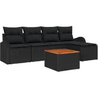 vidaXL Ensemble de canapé de jardin avec coussins 6 pcs noir poly rotin