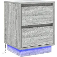 vidaXL Cabinet de chevet avec Gris 39 x 34.5 x 50 cm Bois d'ingénierie