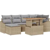 vidaXL Ensemble de sofa de jardin , 7 pièces, beige et gris