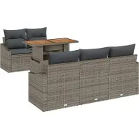 vidaXL Salon de jardin avec coussins 6 pcs Gris et brun