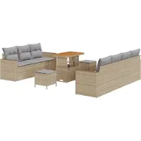 vidaXL Ensemble de canapés de jardin , 10 pièces, 7 places, beige et gris clair
