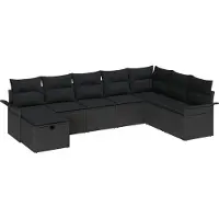 vidaXL Ensemble de canapé de jardin avec coussins 8 pcs noir poly rotin
