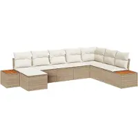 vidaXL Ensemble de canapé de jardin avec coussins 8 pcs Beige Poly Rattan