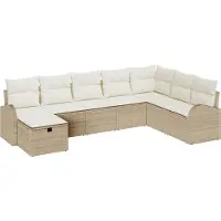 vidaXL Ensemble canapé avec coussins avec mémoire Beige et crème Poly-Rattan