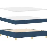 vidaXL Lit boxspring avec tête de lit, bleu, 200 x 180 cm, tissu