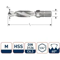 Rotec 316.0500 HSS-Kombi-Bohrer 1/4 M5 x 0,8