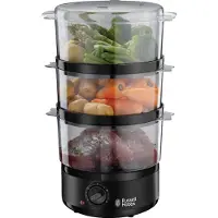Russell Hobbs Cuiseur vapeur 400 W 7 L 3 récipients Panier à riz Minuterie sw-ed
