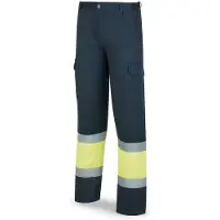 BigBuy Fashion Pantalon de sécurité 388pfxyfa Jaune Bleu marine Haute visibilité - 42