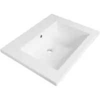 Brauer Solar Slim lavabo 60x46x2.5cm - 1 bassin - 0 trous de robinet - marbre minéral - blanc soie brillant WT-SOS600ZW