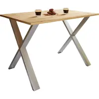VCM Table à manger en bois premium | H. 76 x L. 140 x T. 50 cm | Table à manger de cuisine Xona X Blanc