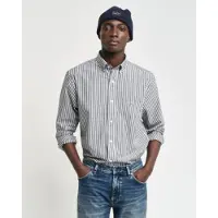 Gant pour homme. 3000130 Chemise Regular Fit chemise en popeline rayée noire (XS), Casuel, Coton, Classique, Manche longue