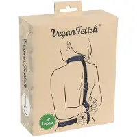 Fetish Vegan - menottes poignets dos - simili cuir noir