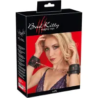 Bad Kitty - menottes avec chaîne - noir et or rose