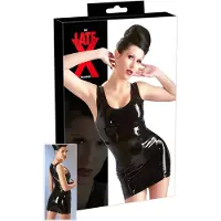 Late X Robe mini sans manches en latex (noir)