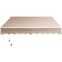 Costway 2,5x2m Marquise à bras articulés Marquise solaire avec matériau résistant aux UV & à l'eau, cadre & manivelle en aluminium Kaki