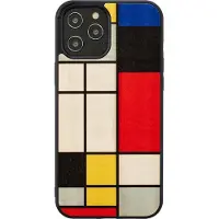 Man.Wand &WOOD étui pour iPhone 12 Pro Max mondrian wood juodas (Apple iPhone 12 Pro Max), Coque pour téléphone portable, Multicolore, Noir