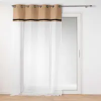 Douceur d'intérieur Douceur d'Intérieur, Voilage à Oeillets (140 x 240 Cm) Malory Noir, Voile Sablé avec Top Jute et Franges
