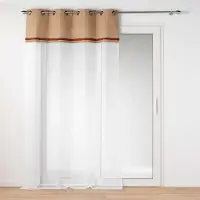 Douceur d'intérieur Douceur d'Intérieur, Voilage à Oeillets (140 x 240 Cm) Malory Terracotta, Voile Sablé avec Top Jute et Franges