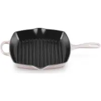 Le Creuset Poêle à griller carrée SIGNATURE Shell, Poêle + casserole, Rose, Noir