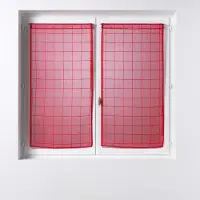 Douceur d'intérieur Douceur d'Intérieur, Paire de Voilage Droite Passe Tringle 2 x 60 x 160 cm Voile Sablé Fantaisie, Eulalie Rouge