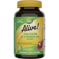 Nature'S Way , Alive! Gummies Calcium & Vitamine D3, Framboise-Citronnade & Fraise, 60 bonbons gélifiés