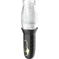 Funny Me Leopard Bellucci 360 - masturbateur rotatif et vibrant (transparent-noir)