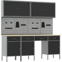 vidaXL Établi avec rangement 10 pièces Noir Ingénieurs Bois et acier