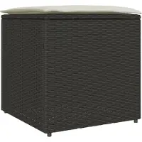 vidaXL Coffre à coussins avec rangement Noir 50 x 50 x 50 cm Poly-Rattan