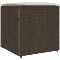 vidaXL Coffre à coussins avec rangement Marron 50 x 50 x 50 cm Poly-Rattan