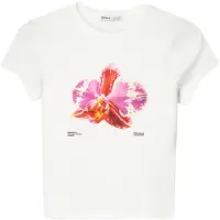 Bershka T-shirt rose / rouge / blanc cassé