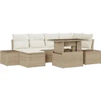 vidaXL Ensemble de canapés de jardin , 7 pièces, beige et crème, en polyrotin
