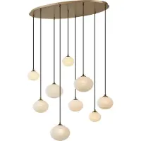 QAZQA Suspension Art Déco dorée avec verre opale 9 lumières - Yani