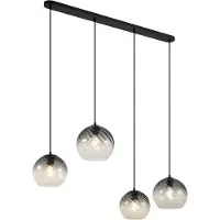 QAZQA Suspension Art Déco Noire avec Verre Fumé Rectangulaire 4 Lumières - Bao